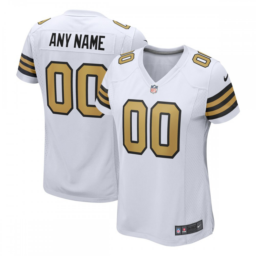New Orleans Saints Nike Women's Alternate Custom Game Jersey - White-Profan Arena